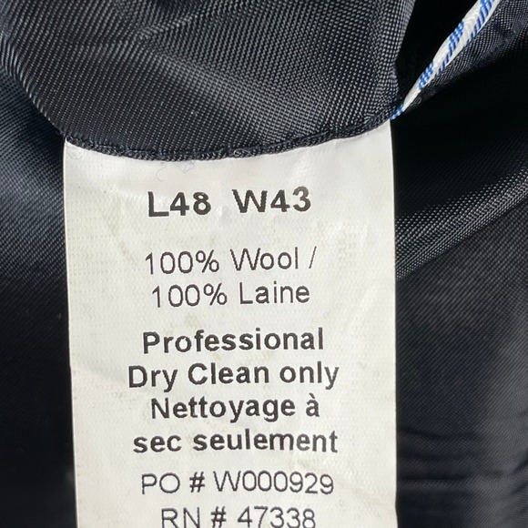 Tommy Hilfiger 2pc Suit Mens 48L Navy 100% Wool Two Button Flat Front Pants - Picture 12 of 16